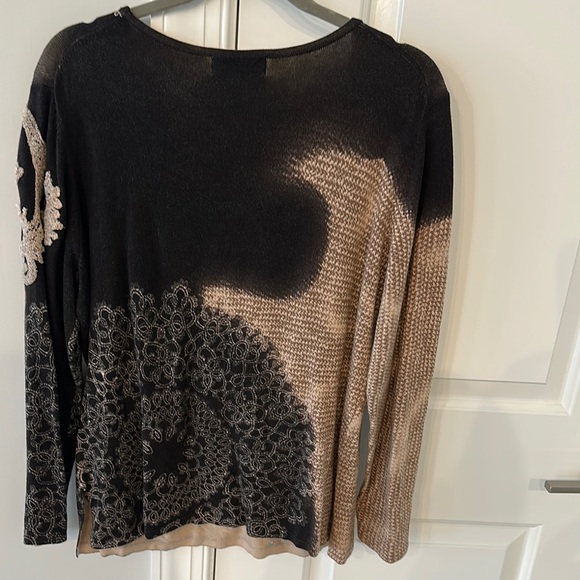 Shirel B Beige XL Sweater with Embroidery - Picture 3 of 4